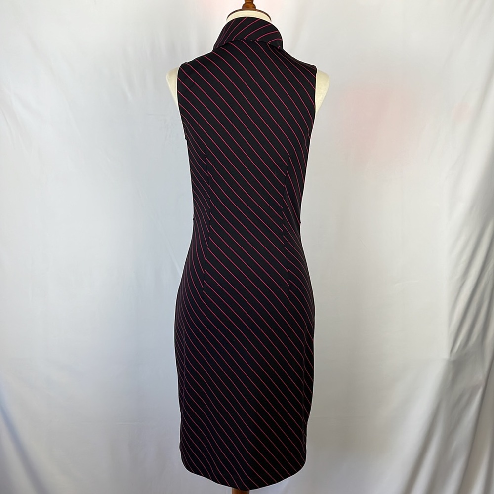 Express Black and Magenta Diagonal Striped Sleeveless Dress - Size 1/2 Juniors - Picture 7 of 12